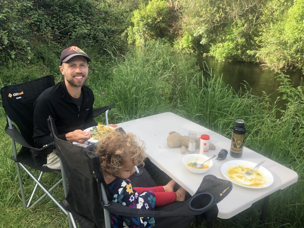 Eating Vegan Curry Outside while traveling