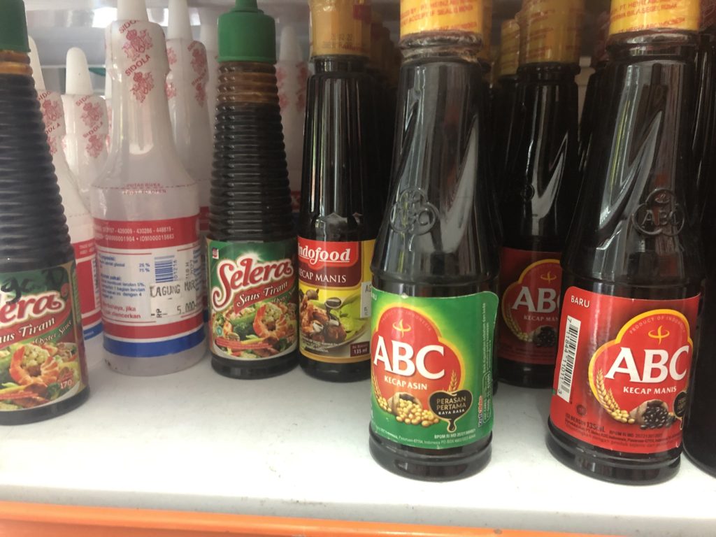Asian Condiments while shopping for vegan food in Southeast Asia