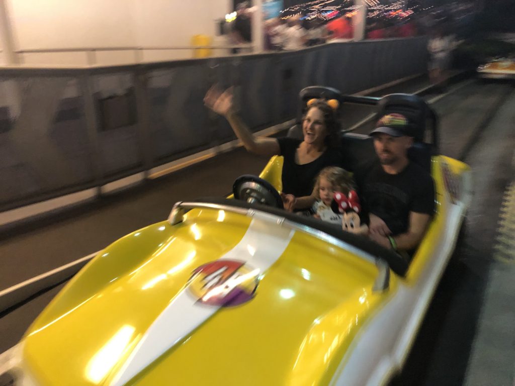 In the Magic Kingdom, your toddler will love driving their own race car