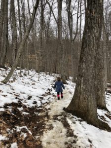 Winter hiking with kids on the Boone United Trail