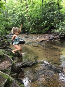 Playing in the Creek on the Cascades Trail in Boone NC