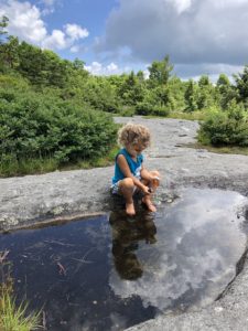 Playing in water pools on Flat Rock Trail near Boone NC
