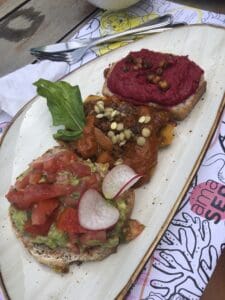 vegan and gluten free toast sampler at amaser in puerto viejo