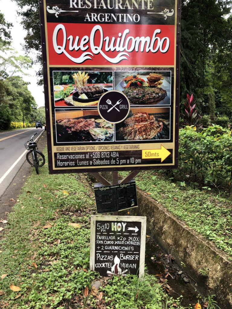 Vegan restaurant signs in puerto viejo, costa rica