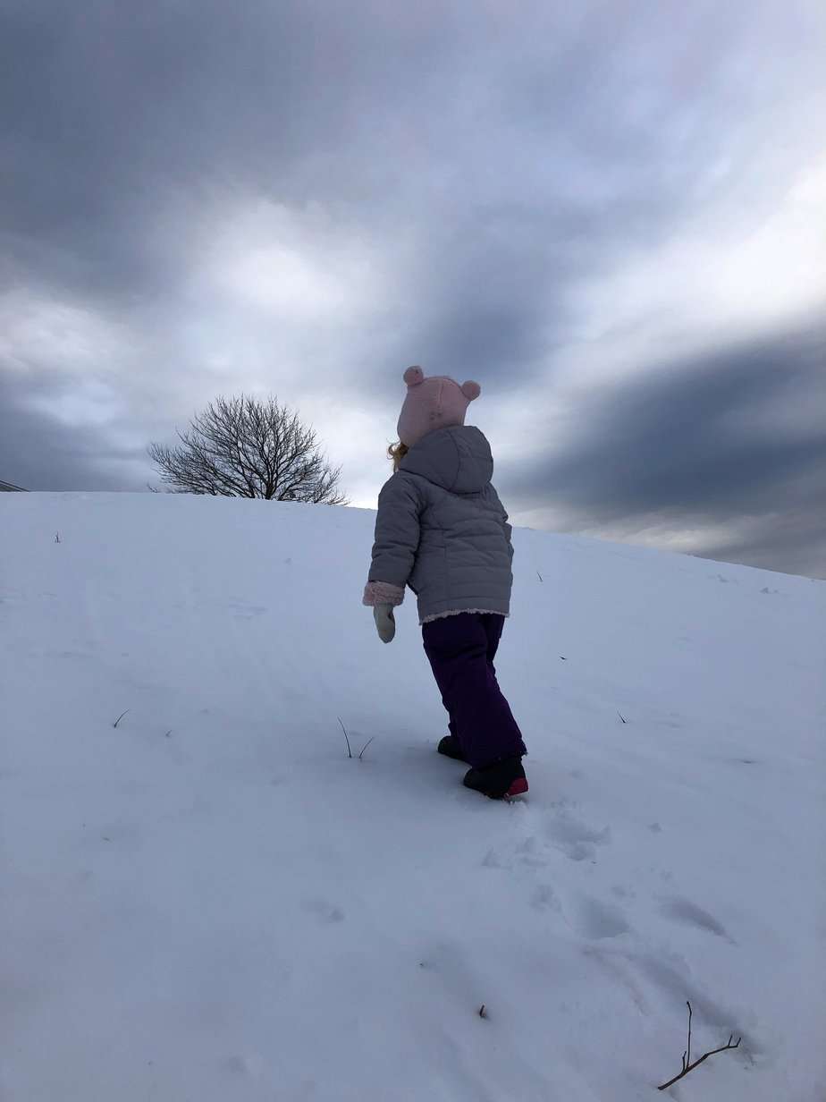 girl in snow in Boone NC