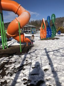 Tot Lot Playground in Boone in the winter