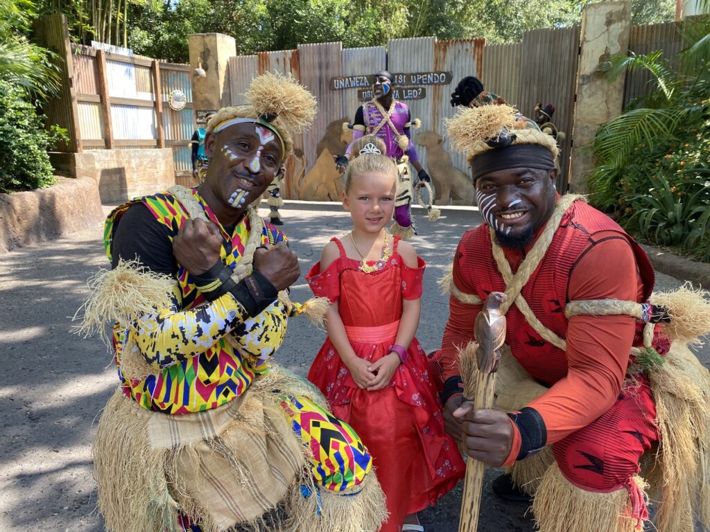 Live street entertainment at Animal Kingdom is fun for toddlers in Disney World