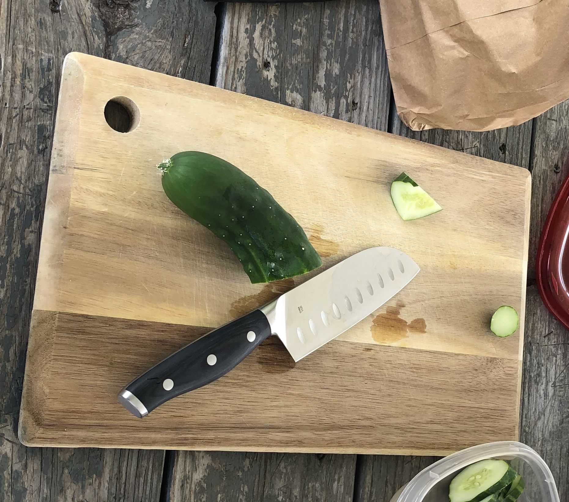 Cut veggies like cucumbers make a great vegan beach food that is also hydrating