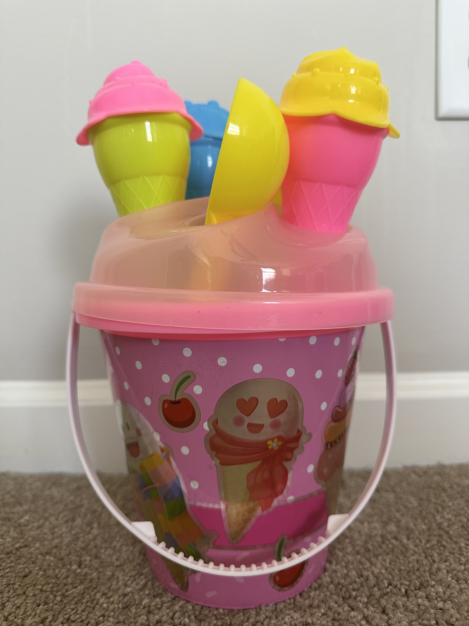 Sand toys like this bucket and ice cream cones set is necessary when going to the beach with kids