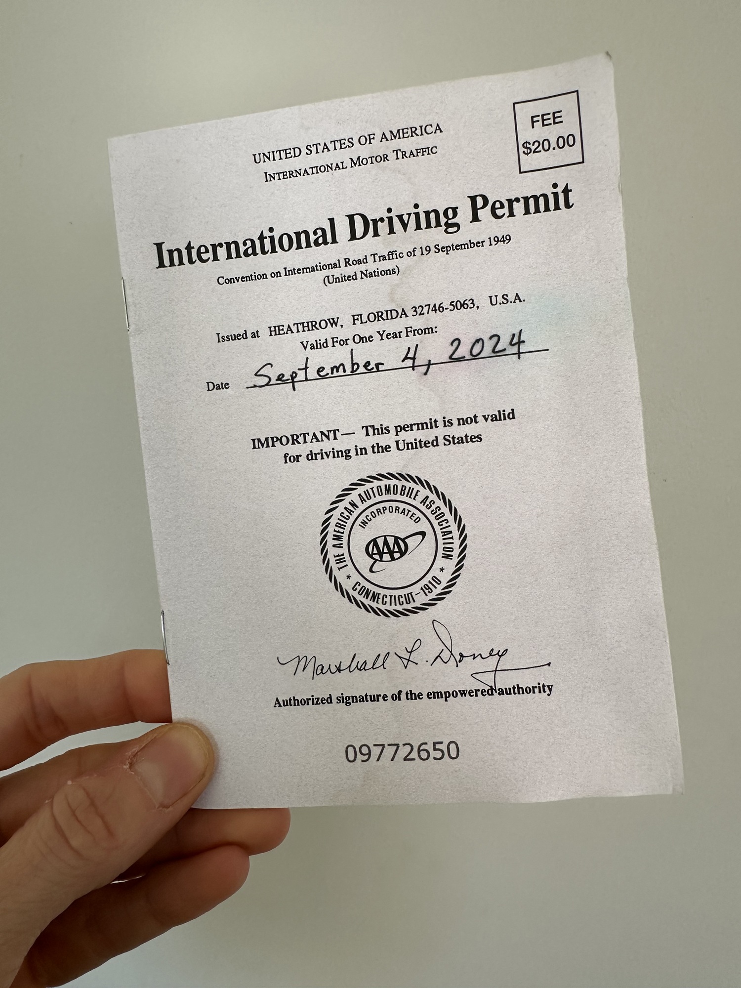 International Driving Permit for renting a car and driving abroad