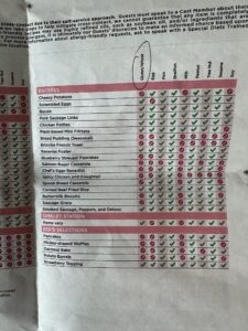 Allergen Menu to find Vegan and Gluten Free Options at Disney World Buffets