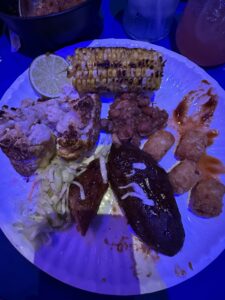 A plate of food that is all vegan and gluten free at Disney World when eating at Woody's Roundup Rodeo