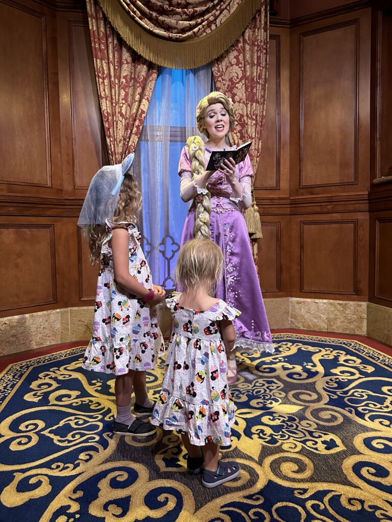 Meet Rapunzel with toddlers in Magic Kingdom 
