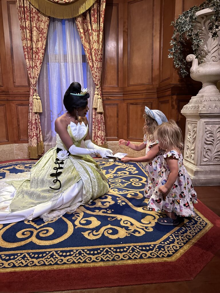 Meet Tiana in Magic Kingdom with toddlers