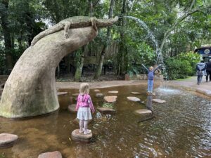 Kids having fun at Parque das Aves in Brazil at Iguazu Falls