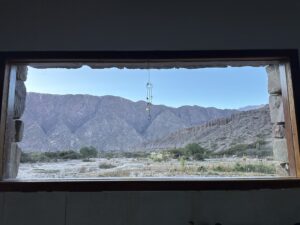 View from the kitchen of Cabaña La Nochera in Tilcara, Argentina