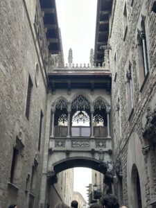 Bishop's Bridge in the Gothic Quarter of Barcelona