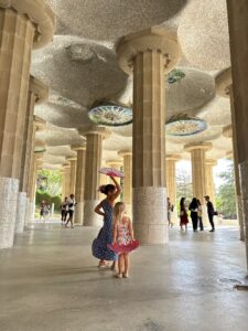 Kids enjoying Park Guell in Barcelona